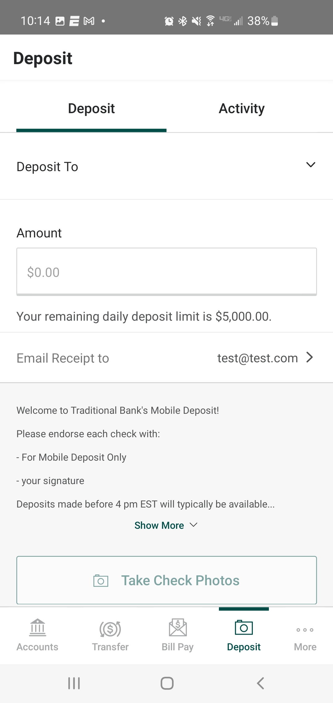 Business Mobile Check Deposit Traditional Bank